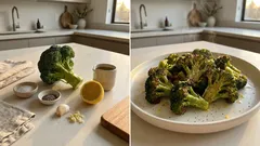 Brócoli al horno doradito y crujiente: con limón y ajo, sin quedar aguado