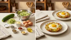 Nidos de zapallo italiano con huevo al horno: doraditos por fuera y con yema jugosa